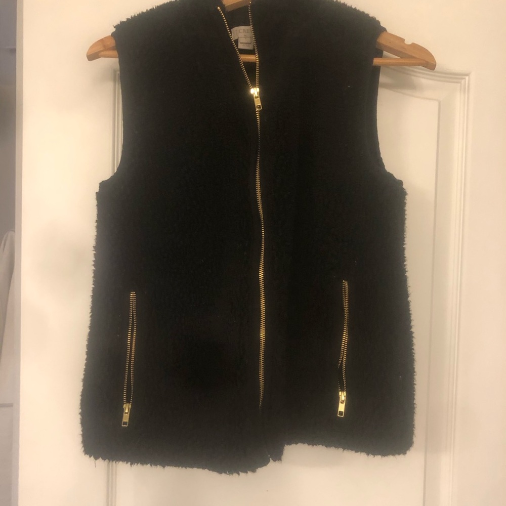 Jcrew black fleece vest size small